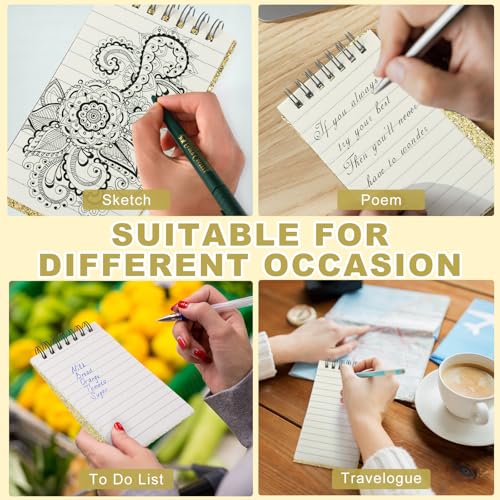 Tenceur 18 Pcs Pocket Notebook Small 3x5 Inch Glitter Gold Top Spiral Notepads Bound Notebook with Lined 120 Pages Mini Memo Pads for Office College Nurse Essentials Back to School Gift - color: Glitter Gold