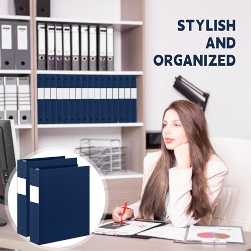 Henoyso 36 Pcs Navy Blue 1.5 Inch 3 Ring Plastic Binder Bulk, 1 1/2 Inch Soft Flexible Binders Three Round Rings Fit 8.5x11 Papers for School Office Home File Organization Supplies - color: Navy Blue