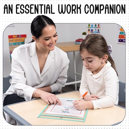 Essex Wares - 6 Pack, Seafoam, Durable Water-Resistant Dry Erase Pocket Document Protectors, 10" Wide x 13.5" Tall - Dry Erase Clear Plastic Sleeves - Reusable & Easy Erase Plastic Invoice Holders - color: Seafoam