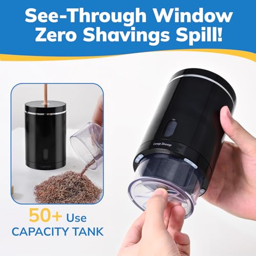 Fully Automatic Electric Pencil Sharpener, Rechargeable | Auto In and Out, Hands-Free for Standard 6-8mm Pencils, Perfect for Classroom and Home Use (Black and Silver) - color: Black & Silver
