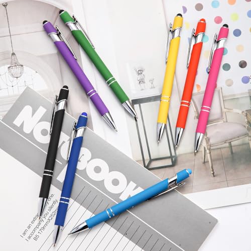 Ballpoint Pen 2-in-1 Stylus 8 Pack, Retractable Ballpoint Pen with Stylus tip Metal Stylus Pen for Touch Screens, 1.0 mm Black Ink (8 PACK) - color: 8 PACK