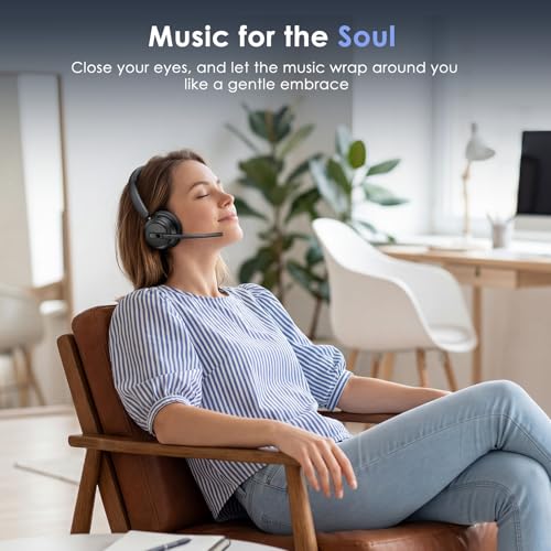 Mopchnic Wireless Headset with Noise Cancelling Microphone, On-Ear Bluetooth Headset with USB Dongle, Mute Function & Charging Base, Wireless Headphones for Work from Home and Call Center (Black) - color: Black