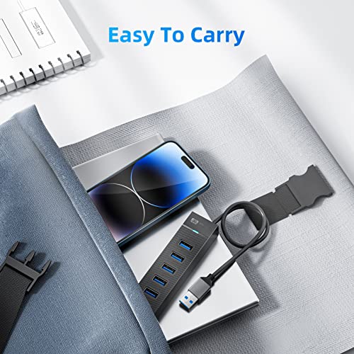 7 Ports USB Hub 3.0, SAN ZANG MASTER USB 3.0 Hub, 5Gbps HighSpeed Data USB Extender for Laptop, USB Flash Drive, Mobile HDD, Printer, Camera, Keyboard, Mouse, Windows/XPS (1.6FT)๏ผ50cm๏ผ - size: 1.6FT