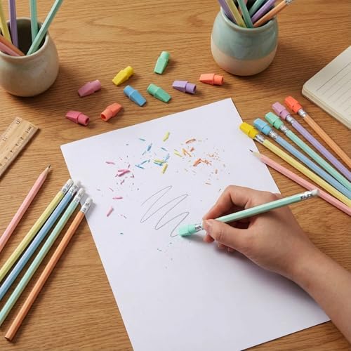 Gersoniel 24 Pack Pastel Macaron No.2 HB Pencils with 48 Eraser Caps, Aesthetic Cute Wooden Unsharpened Writing Pencils Bulk for Journaling, Planning, Office and Creative Workspaces - color: macaron Colors