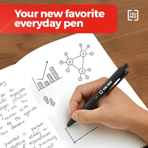 TRU RED Retractable Gel Pens, Medium Point 0.7mm, Black Ink, 12 Pack – Quick‑Dry Pens for No‑Smear Notes & Office Writing - color: Black, size: 12 Pack, style: Medium Point