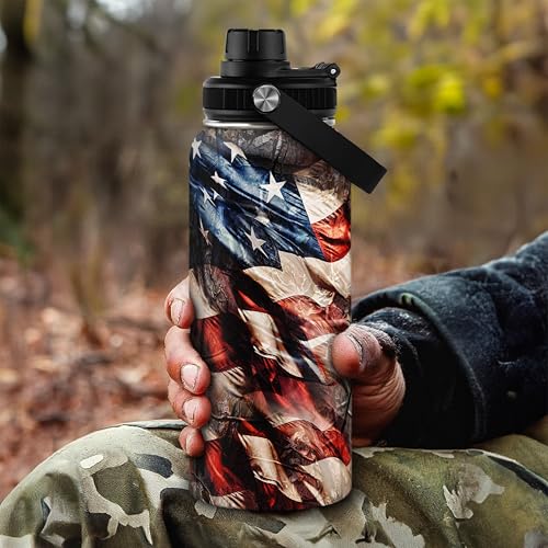 Hunting Water Bottle 32oz - Stainless Steel Insulated Bottles with Lid - Hunting Presents for Men Dad Husband Papa, Hunters Birthday Christmas Fathers Day - color: Hunting 2