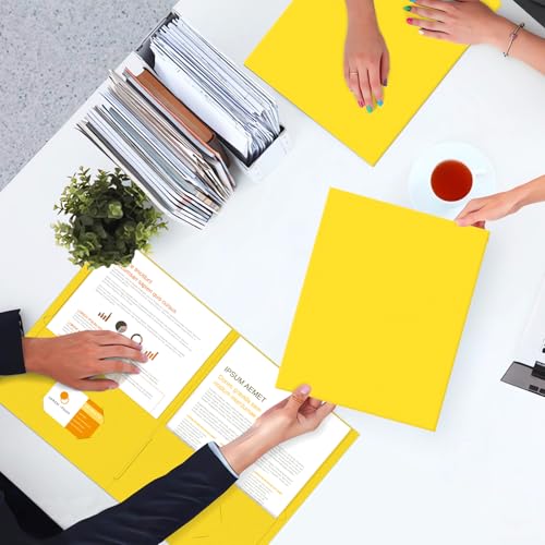 Two Pocket Folders, PANDRI 50 Pack 2 Pocket Folders, Letter Size Paper File Folder for School Office Home Business, Yellow - color: Yellow