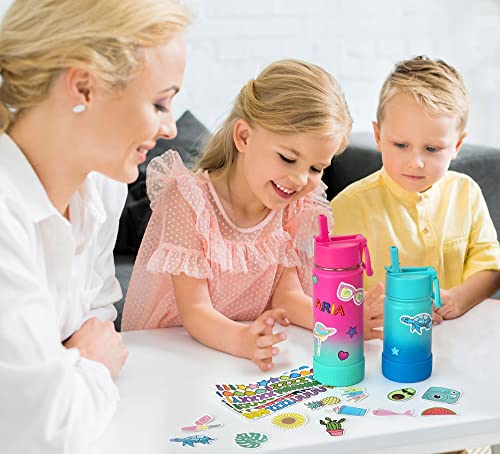 CHILLOUT LIFE 12oz Kids Insulated Stainless Steel Water Bottle with Leak Proof Straw Lid & 144 Stickers - color: Ocean Blue, style: 12 oz