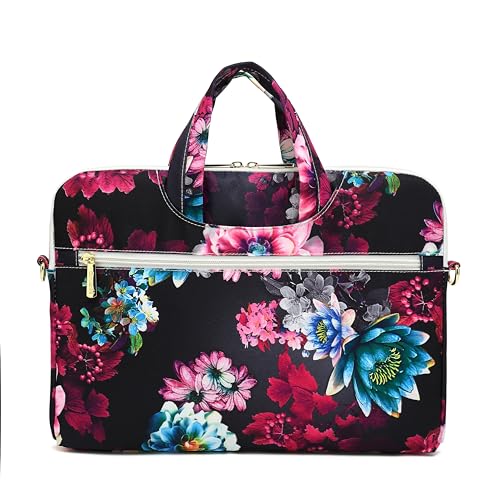 Water Resistant Laptop Shoulder Messenger Bag Sleeve Case for MacBook Pro 16 inch and 15 inch-15.6 inch laptop (Purple Lotus) - color: Purple Lotus