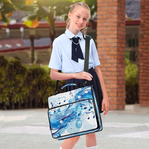 YETTASBIN Musical Note 3-Ring Zipper Binder with Shoulder Strap & Handle - 1.5" Binder Organizer Water-Resistant Expandable File Folder with Multi Pocket for School & Office Supplies