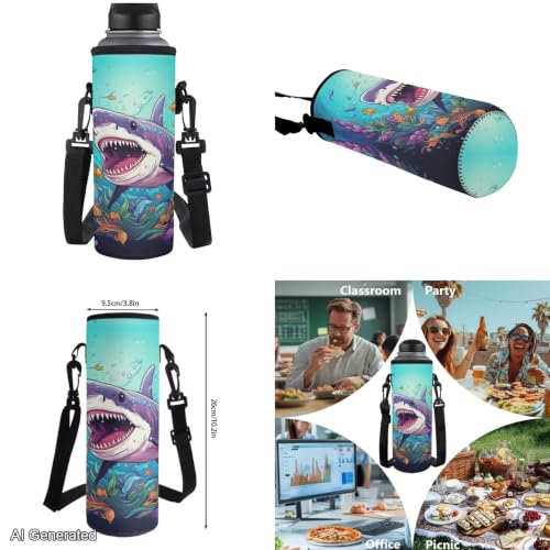 Cartoon Shark Backpack for Boys Kids Backpack with Lunch Box Water Bottle Holder and Soft Pencil Case 4 Pcs Set 17 inch Sturdy Bookbag with Front Pocket for School Lightweight School Bag - color: Cartoon Shark
