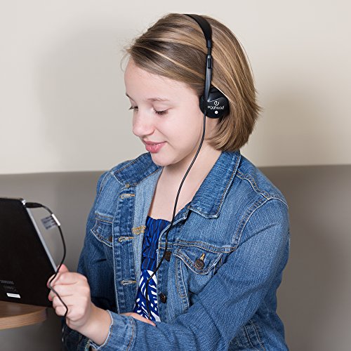 Egghead Over-Ear Kids' Stereo Headphones with 3.5 mm. Audio Jack and 4'3" Cord, Adjustable Stereo School Headphones for Kids, Black - size: Single