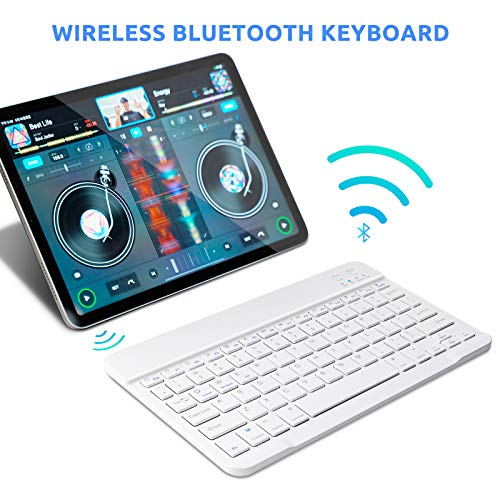 Bluetooth Keyboard Mini Wireless Keyboard for Apple iPad 10th/11 Generation, Amazon Fire HD 10/8 Max 11, Samsung Tablet, Android Phone - 10-Inch Slim, Portable, Rechargeable, White - color: 10 inch White