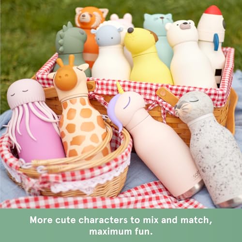 asobu Bestie Bottle Limited Edition Collectible Kids Water Bottle with Animal Character Lid 16oz (460ml) Insulated Stainless Steel, Leakproof, Reusable with Straw Fun Gift for Girls & Boys - color: SHELDON THE TURTLE