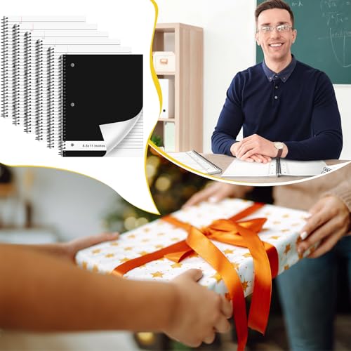 Resurhang 6 Pcs Legal Pad Top Spiral Bound Notebook 70 Sheets Double Sided College Ruled Paper Notepad Memo Steno Pad with Stiff Cover for Business College (8.5 x 11 Inches,3 Hole Punch,White) - color: White, size: 8.5 x 11 Inches, style: 3 Hole Punch