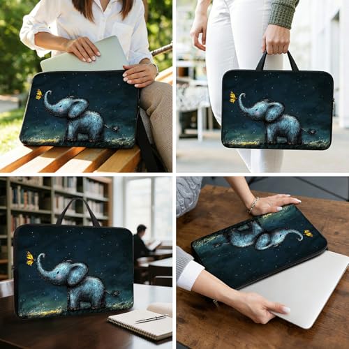 17 17.3 inch Laptop Sleeve with Handle, Baby Elephant Water‑Resistant Laptop Carrying Case for HP 17.3 inch Laptop/HP Envy 17/Dell Inspiron 17/Lenovo Ideapad 17.3 - color: Baby Elephant, size: 17-17.3 inch Devices