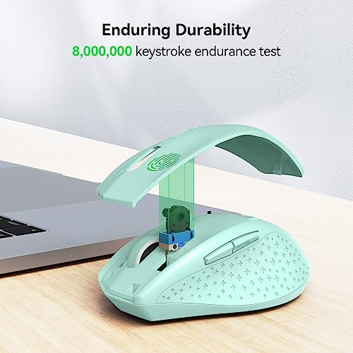 TECKNET Wireless Mouse, 2.4G USB Computer Mouse with 6-Level Adjustable 4800 DPI, 30 Months Battery, Ergonomic Grips, 6 Buttons Portable for PC, Chromebook, Mac - Green - color: Green