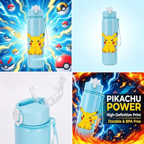 Cartoon Huntrix Water Bottle for Girls, 25oz Leak Proof with Straw Lid, Gifts for Girls (Pokee) - color: Pokee