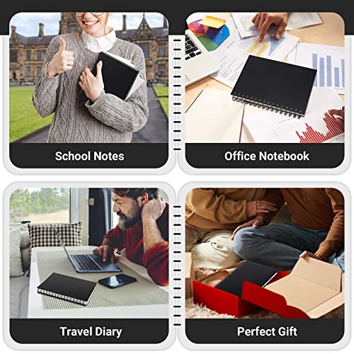 EUSOAR Hardcover Spiral Notebook, 6 Pack A5 5.5"x 8.3", 5 Subject Notebook, 120 Sheets/ 240 Pages, Premium Thick 100gsm, Large Journal Notebooks with Dividers for School Office Note Taking Gift - color: Black, size: A5-6Pack