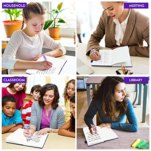 feela 12 Pack Notebooks Journals Bulk, Hardcover Notebook Classic Ruled Journal Set with Pen Holder for School Business Work Travel Writing, with 12 Black Pens, 120 GSM, 5.1”x8.3”, A5, Purple - color: 12 Purple