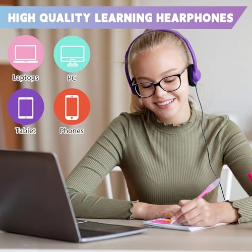 Yunsailing 30 Pack Bulk Headphones Set Over Ear Headphones with Adjustable Headband 3.5mm Plug Headsets Earphones for Learning Program, Computer Lab, Library, Testing & Multimedia Use (Colorful) - color: Colorful