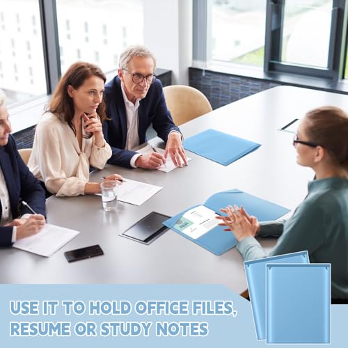 Henoyso 36 Pack Dusty Blue Plastic Folders with Clear Front Pockets Heavy Duty File Folders with 2 Pockets and Card Slot for Student Communication School Office Presentation Report - color: Dusty Blue