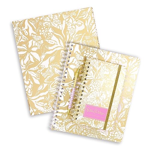 Lilly Pulitzer 디바이더가 있는 1.9cm(0.75인치) 바인더, 사파리 상그리아 | 포켓과 3개의 탭 칸막이가 있는 귀여운 3링 종이 홀더, 사무실용 금속 링 바인더가 있는 얇은 미적 바인더 - color: 사파리 상그리아