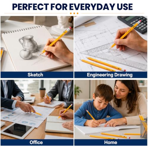 Pre-Sharpened Pencils Bulk Wood-Cased #2 HB Pencils 200 Count 24 Sharpeners | Pencils Bulk, Classroom Use, Back to School Supplies, Writing Drawing Sketching, Yellow #2 HB Pencils with Erasers in Box