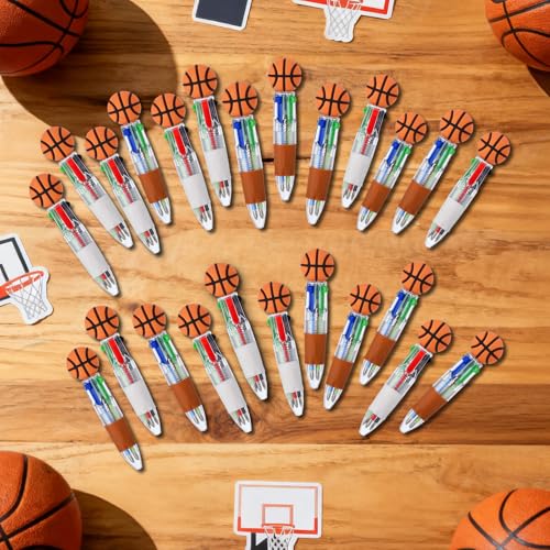 Basketball Party Favors Basketball Pens Mini Multicolor Pen in One Cute Fun 4-in-1 Pens Bulk Cool Ballpoint Pen for Birthday Gifts Teacher Supplies (Basketball, 12) - style: Basketball