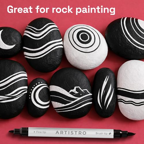ARTISTRO 5 Black Acrylic Paint Markers - Paint Pens for Drawing - For Fabric, Rock, Glass, Wood, Molds - Arts & Crafts Gift for Adults, Teens, Kids, Classroom Must Haves & School Supplies