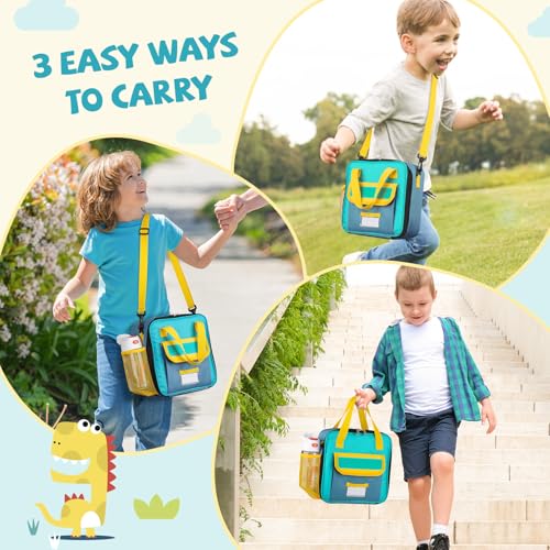 REDSHELL Lunch Box Kids, Large Insulated Lunch Bag for Boys Girls, Blue | Tactical Style, Cooler Lunchbag, Square Toddler Lunchbox, School & Daycare, Lunch Tote, Water Bottle Holder, Adjustable Strap - color: Blue