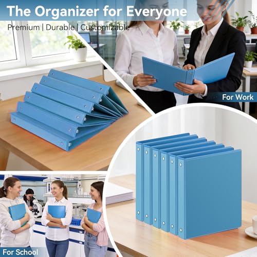 SUIN 1 Inch 3 Ring Binder, Clear 1'' View Presentation Binders with 2 Pockets, Fits 8.5 x 11 Letter Size, Durable Polypropylene, Non-Stick & PVC-Free for School, Office & Home (Aqua Blue) - color: Aqua Blue