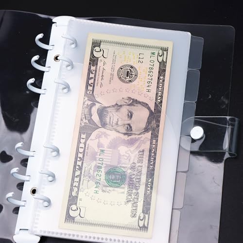 Mogoostry A6 Binder Pocket Cash Envelope 6-Tab Clear Plastic Binder Dividers with 2 Pockets for 6 Ring A6 Binder Sheet Protector Pouch Binder Folder Organizer (12 Sheets) - color: Clear - 2 Set