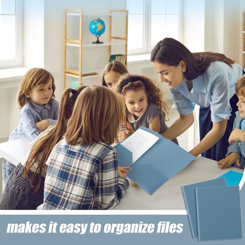 Gueevin 50 Pcs Plastic Folders with Pockets, Back to School Two Pocket Folder Fit Letter Size, Heavy Duty School Business Card Holder for Home Office, 11. 61 x 9. 45 Inches (Blue Gray) - color: Blue Gray
