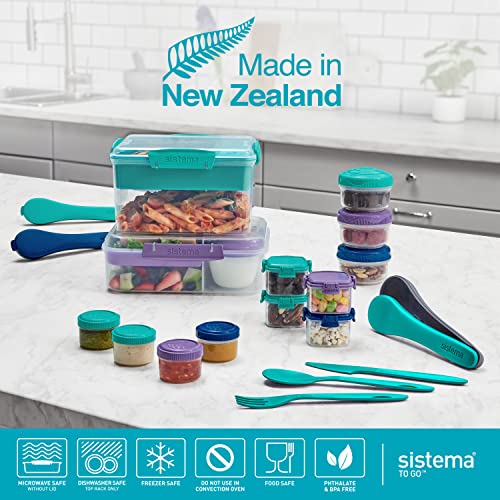 Sistema To Go Collection Bento Box Cube Plastic Lunch and Food Storage Container, 5.3 Cup, Multi-Compartment, Color Varies, BPA Free