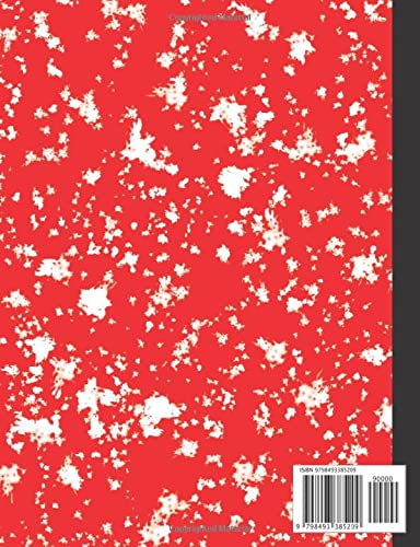 Primary Composition Notebook: Red Marble, Dotted Midline And Picture Space, Handwriting Practice Book, Dotted Lines And Drawing Area, Grades K-2 ... Writing Journal (School Essentials)