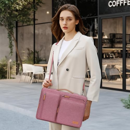 MOSISO 360 Protective Laptop Shoulder Bag,13-13.3 inch Computer Bag Compatible with MacBook Pro 14, HP, Dell, Lenovo, Asus Notebook,Side Open Messenger Bag with 4 Zipper Pockets&Handle, Dusty Rose - color: Dusty Rose, size: 13.3 inch