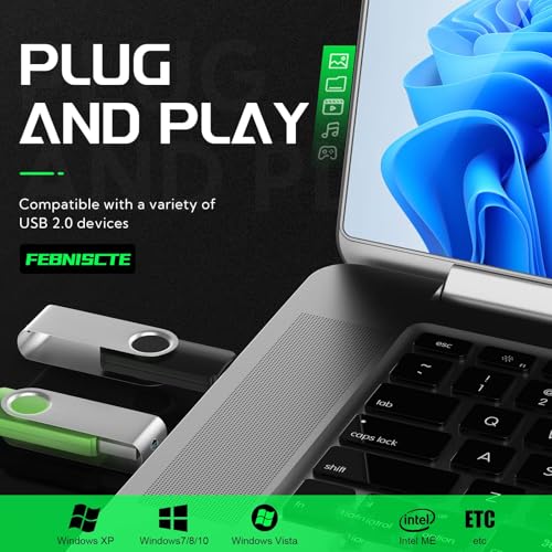 FEBNISCTE 8GB USB 3.0 Flash Drive Bulk 10 Pack Thumb Drives - Foldable 8 GB USB3.0 Memory Stick Data Storage Multipack Zip Drives - Portable Jump Drive Gift Multi-Coloured Pen Drive with 10pcs Rope