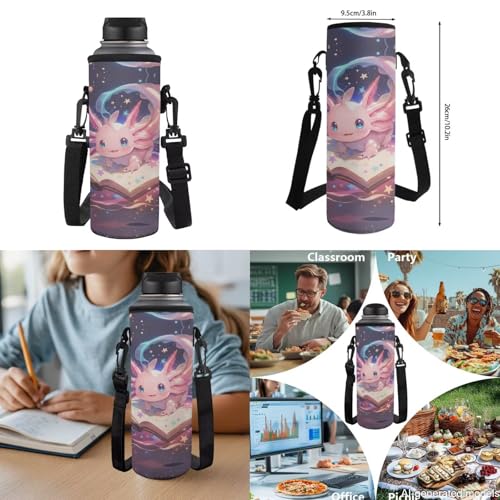 17 Inch Kid's 4PCS Backpack Set, Back to School Essentials | Insulated lunch box, water bottle pouch, pencil case, lightweight, padded shoulder straps, for elementary, middle school - color: Galaxy Axolotl