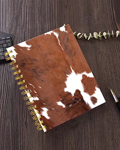iampanda Spiral Journal Notebook,Strong Twin-Wire Binding with Premium Paper for Girl Women,60 Sheets A5 College Ruled Notebook/Journal,Perfect for School Office Home Gifts,Cowhide Farm Animal Skin - color: Cowhide Farm Animal Skin Brown Cow