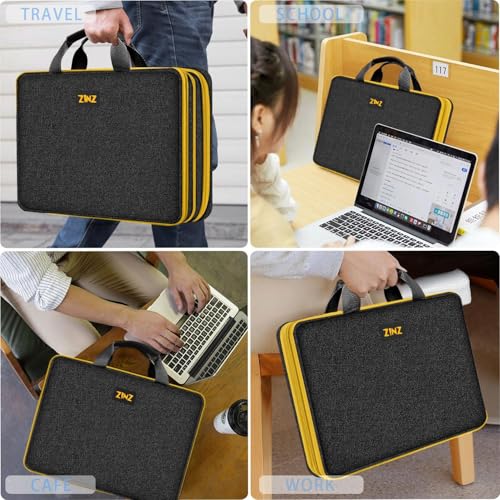 ZINZ Slim Expandable Laptop Case 15.6 Inch Sleeve Upgraded Protective Durable Recycled Carrying Case Compatible with MacBook 15" & 16" and Most 15" 15.6" 16" Notebook,BK01YL01 - color: Bk01yl01, size: 15.6"