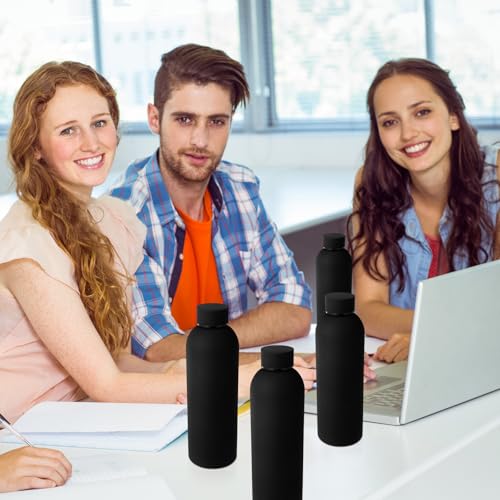 Bokon 10 Pcs Stainless Steel Water Bottle Bulk Teacher Employee Appreciation Gifts School Double Layer Vacuum 17 oz Small Mouth Sport Insulated Metal Reusable Flask Leakproof Lid - color: Black