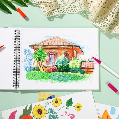 Marker Paper Pad 50 Sheets, 7.5 × 9.8 in, 120gsm Spiral Sketchbook | Bleed-Resistant Coated Paper, Acid-Free 73Lb, Smooth for Alcohol Markers, Pencils And Acrylic, Easy-Tear Spiral Pages - color: Ink Painting Style