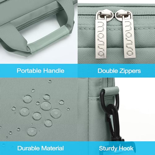 MOSISO Laptop Shoulder Bag 15.6 inch, 15-15.6 inch Computer Bag | Compatible with MacBook Pro 16 inch, HP, Dell, Lenovo with 2 Raised&1 Flapover&1 Horizontal Pocket&Handle&Belt, Antique Green - color: Antique Green, size: 16 inch