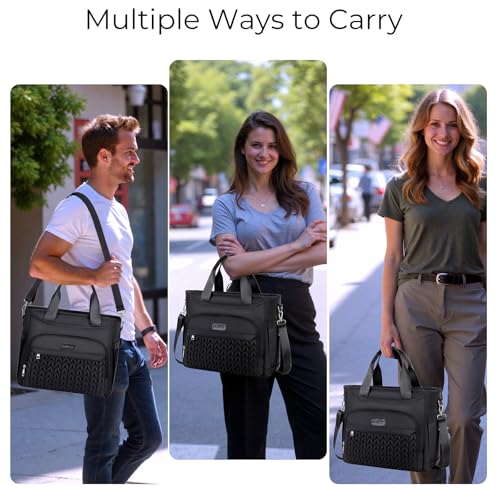 AIJIEKE Large Insulated Lunch Bag for Women Men, Work Lunch Box Tote, Black | Leakproof, durable multi-compartment cooler. Reusable with shoulder strap. Perfect for travel meal prep, picnic, beach - color: A.Black