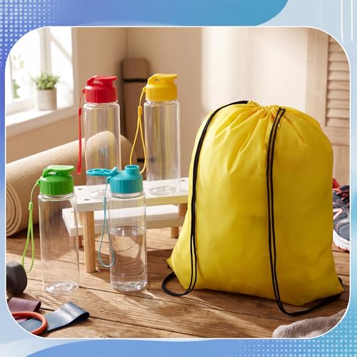40 Pcs 17 oz Plastic Water Bottles Bulk and Drawstring Backpack Set for Back to School Gifts Reusable Flip Top Leakproof Water Bottles with Handle Adults Sports Gym Travel Outdoor(Classic) - color: Classic