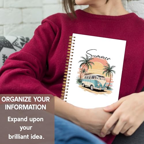 KAOWT Tropical Summer Beach Notebook Journal, Coastal Beachy Notebooks for Note Taking, Gifts for Beach Lovers, Ocean Journal, Retro Sunset Surf Bus Hardcover Spiral Notebook 5.5x8.3in - color: Summer notbook-bus