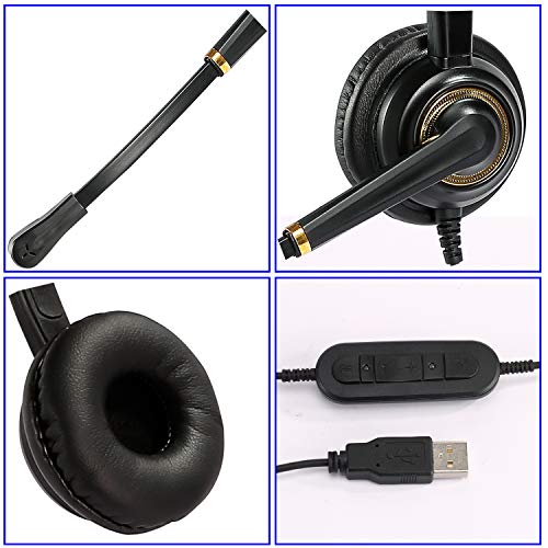 USB Headset with Microphone Noise Cancelling for PC, Computer Laptop Headphone with Mic In-Line Control for Office Softphones Teams Business Skype Zoom Conference Calls Online Course Voice Recognition - color: Multi-Purpose USB Headset Mono KML02USB