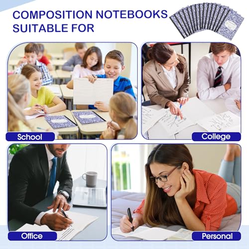 Fainne 100 Pack College Ruled Composition Notebooks A5,Blue - color: Blue