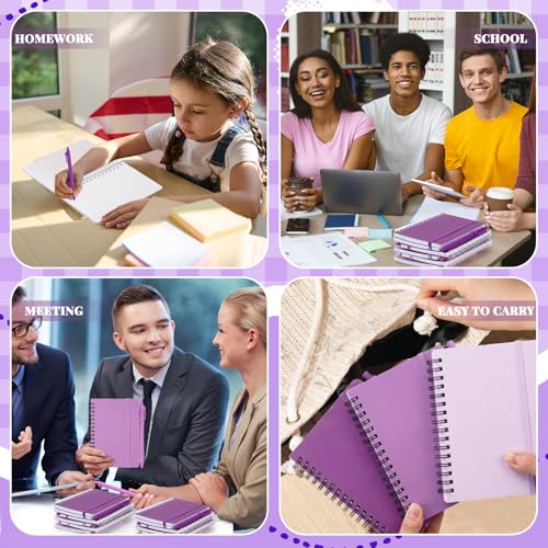 Fulmoon 12 Set Small Spiral Notebooks A6 with Pens Bulk, Multicolor 4" x 6" Pocket Notebooks Mini Lined Journals 50 Sheets for Back to School Supplies Students Gifts Rewards Office (Violet Bloom) - color: Violet Bloom